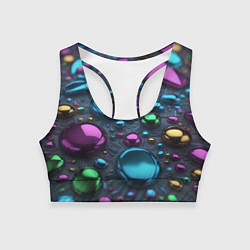 Топик спортивный женский Абстрактция с разноцветными металлическими овалами, цвет: 3D-принт