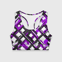 Топик спортивный женский Фиолетовые и чёрные мазки, цвет: 3D-принт
