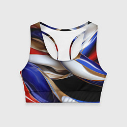 Топик спортивный женский Синие и белые волны абстракт, цвет: 3D-принт