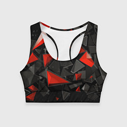 Топик спортивный женский Черные и красные треугольные частицы, цвет: 3D-принт