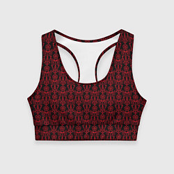 Топик спортивный женский Чёрно-красный узоры, цвет: 3D-принт