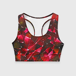 Топик спортивный женский Красное разбитое стекло, цвет: 3D-принт