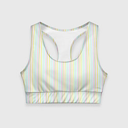 Топик спортивный женский Тонкие цветные полосы на белом, цвет: 3D-принт