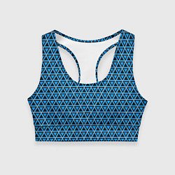 Топик спортивный женский Синие и чёрные треугольники, цвет: 3D-принт