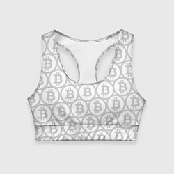 Женский спортивный топ Биткоин патерн на белом фоне