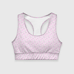 Топик спортивный женский Полосатый розовый паттерн с сердечками, цвет: 3D-принт