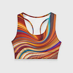 Топик спортивный женский Цветные волны - нейросеть, цвет: 3D-принт