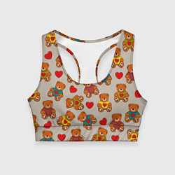 Топик спортивный женский Мишки в свитерах и сердечки, цвет: 3D-принт