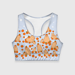 Топик спортивный женский Мем капибара и мандарины, цвет: 3D-принт