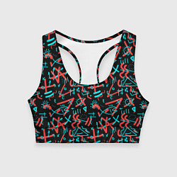Топик спортивный женский Цветные геометрические каракули, цвет: 3D-принт