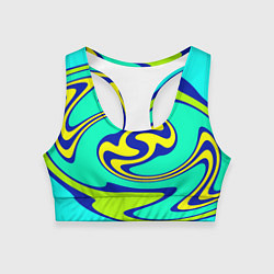Топик спортивный женский Скрученные неоновые линии, цвет: 3D-принт