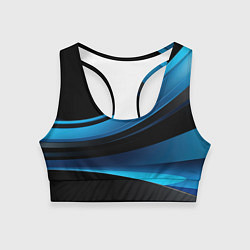 Топик спортивный женский Черная и синяя геометрическая абстракция, цвет: 3D-принт