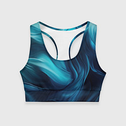 Топик спортивный женский Синяя абстракция в виде волн, цвет: 3D-принт