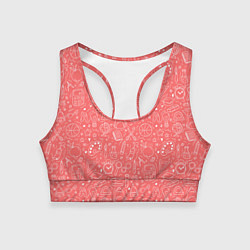 Топик спортивный женский Школьный розовый паттерн, цвет: 3D-принт