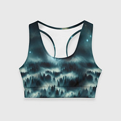 Топик спортивный женский Луна и туман в лесу, цвет: 3D-принт