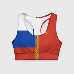 Топик спортивный женский Россия и СССР, цвет: 3D-принт