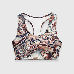 Женский спортивный топ Разноцветный мраморный узор