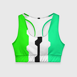 Топик спортивный женский Техно линии зелёный, цвет: 3D-принт