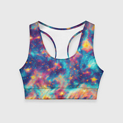 Женский спортивный топ Космические яркие узоры