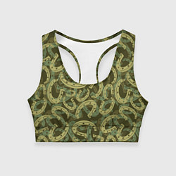 Топик спортивный женский Подковы - камуфляж, цвет: 3D-принт