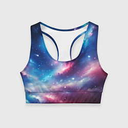 Женский спортивный топ Розово-голубой космический пейзаж