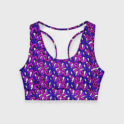 Топик спортивный женский Фиолетовый узор и чёрная обводка, цвет: 3D-принт