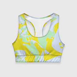 Топик спортивный женский Салатово-жёлтые пятна, цвет: 3D-принт