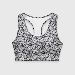 Топик спортивный женский Пикселированный городской серый камуфляж, цвет: 3D-принт