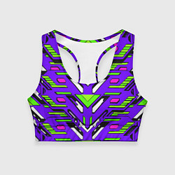 Топик спортивный женский Техно броня фиолетово-зелёная, цвет: 3D-принт
