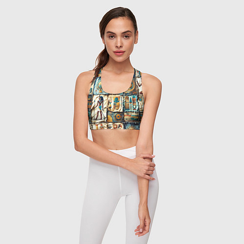 Женский спортивный топ Пэчворк из Египта / 3D-принт – фото 3