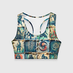 Женский спортивный топ Самураи на пэчворк дениме