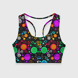 Топик спортивный женский Разноцветные круги, цвет: 3D-принт