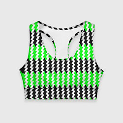 Топик спортивный женский Вертикальные чёрно-зелёные полосы, цвет: 3D-принт