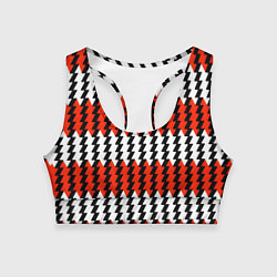 Топик спортивный женский Вертикальные красно-белые полосы, цвет: 3D-принт
