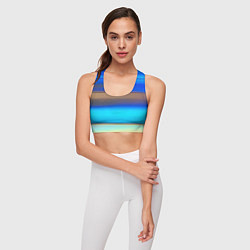 Топик спортивный женский Голубые и коричневые полосы, цвет: 3D-принт — фото 2