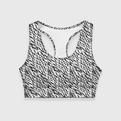 Топик спортивный женский Чёрно-белый имитация шкуры, цвет: 3D-принт