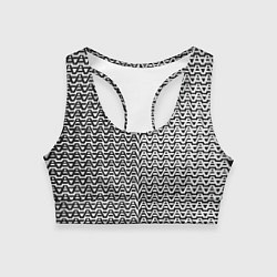 Топик спортивный женский Чёрно-белые волнистые линии, цвет: 3D-принт
