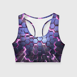 Женский спортивный топ Плиты с сиреневым неоновым свечением