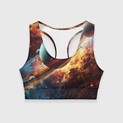 Топик спортивный женский Большая планета, цвет: 3D-принт
