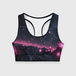 Женский спортивный топ Яркие пирамидки в космосе