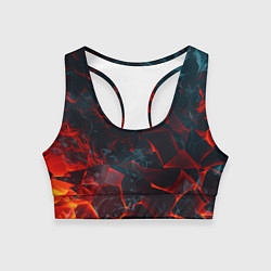 Женский спортивный топ Темная абстракция с разломом красных плит