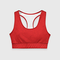 Топик спортивный женский Алый полосатый, цвет: 3D-принт