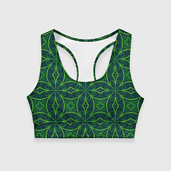 Топик спортивный женский Зелёный неоновый паттерн, цвет: 3D-принт