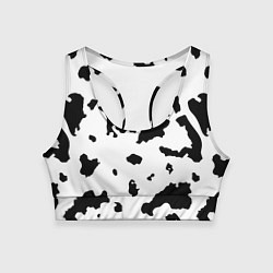 Топик спортивный женский Черно белый пятнистый узор, цвет: 3D-принт