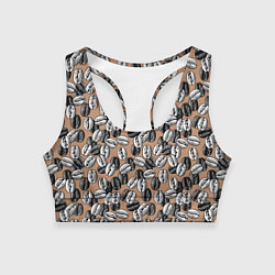 Топик спортивный женский Кофейные зерна узор, цвет: 3D-принт
