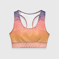Женский спортивный топ Сине-оранжевый градиент с узором мандала