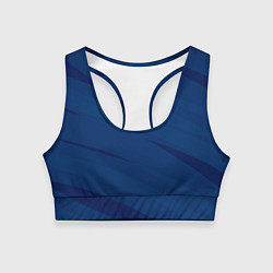 Топик спортивный женский Тёмно-синий полосами, цвет: 3D-принт