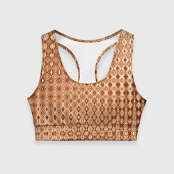 Женский спортивный топ Светлый коричневый абстрактный узор