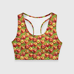 Топик спортивный женский Румяные яблоки паттерн, цвет: 3D-принт