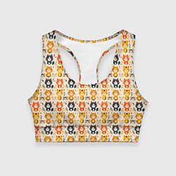 Женский спортивный топ Разноцветные котята ретро узор